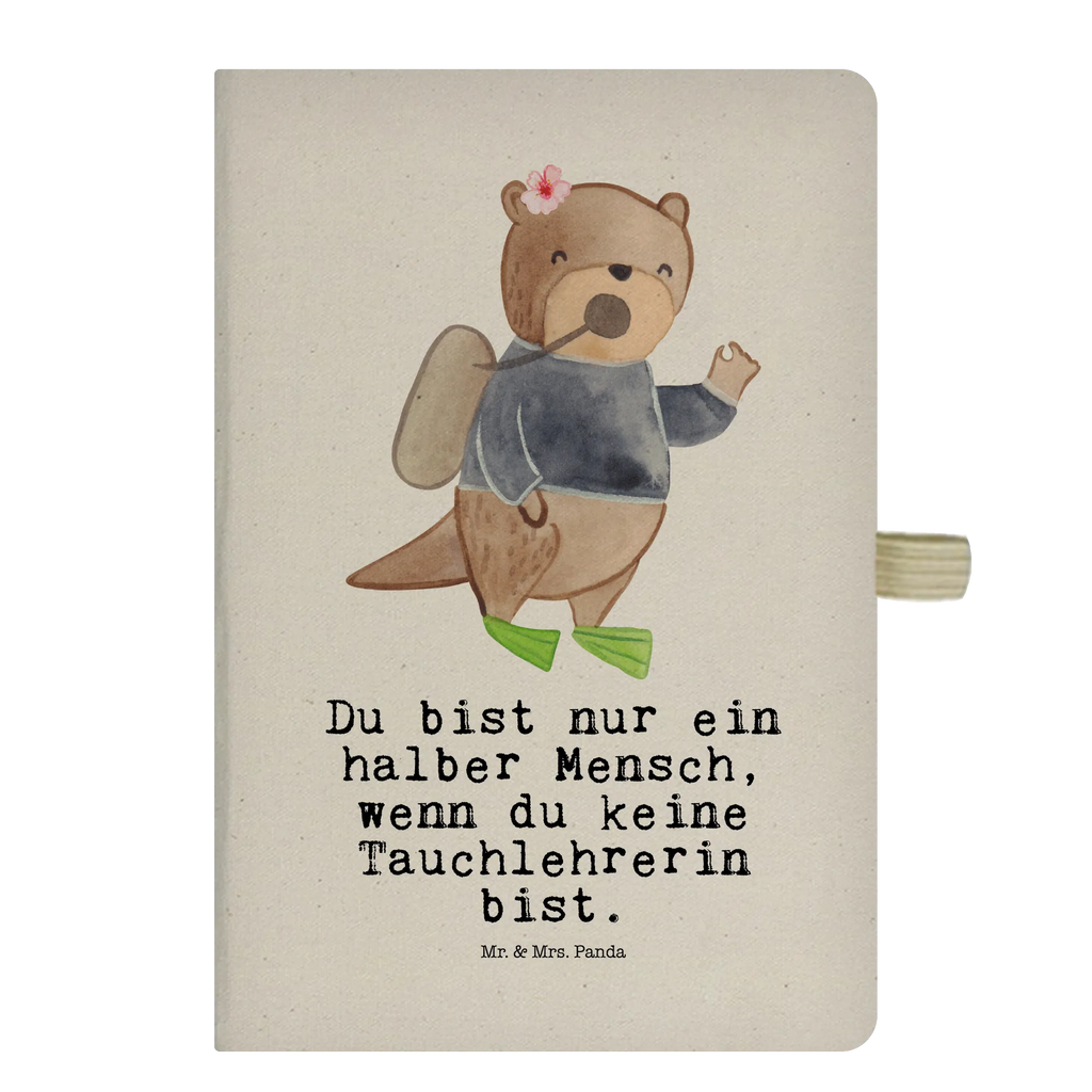 Bawełniany notatnik DIN A4 Instruktorka nurkowania serce Zawód, Wykształcenie, Jubileusz, Pożegnanie, Emerytura, Kolega, Koleżanka, Prezent, Dawać, Pracownik, Współpracownik, Firma, Dziękuję, Dziękuję bardzo