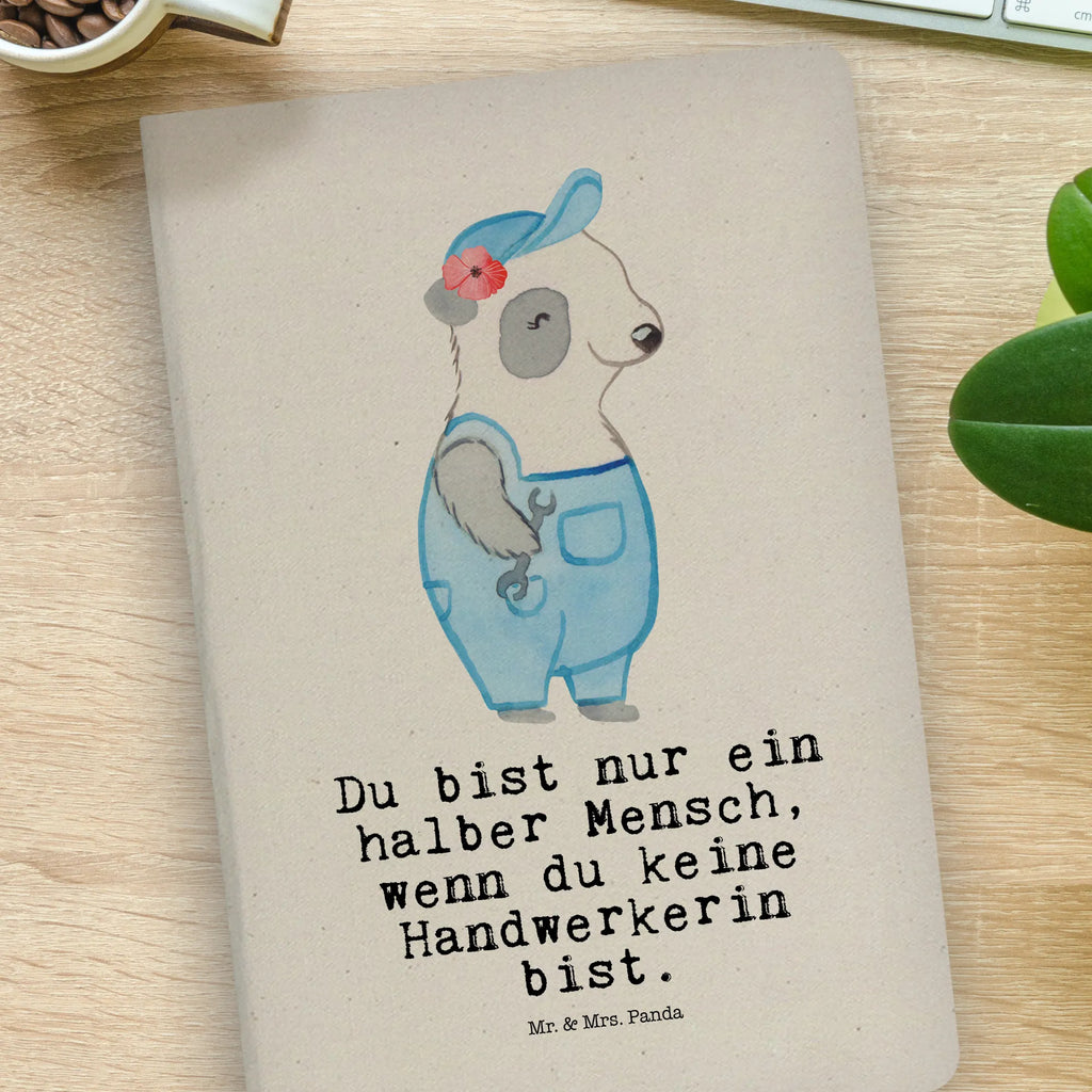 Bawełniany notatnik DIN A4 rzemieślniczka serce Zawód, Wykształcenie, Jubileusz, Pożegnanie, Emerytura, Kolega, Koleżanka, Prezent, Dawać, Pracownik, Współpracownik, Firma, Dziękuję, Dziękuję bardzo