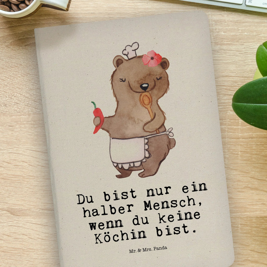 Bawełniany notatnik DIN A4 kucharka serce Zawód, Wykształcenie, Jubileusz, Pożegnanie, Emerytura, Kolega, Koleżanka, Prezent, Dawać, Pracownik, Współpracownik, Firma, Dziękuję, Dziękuję bardzo