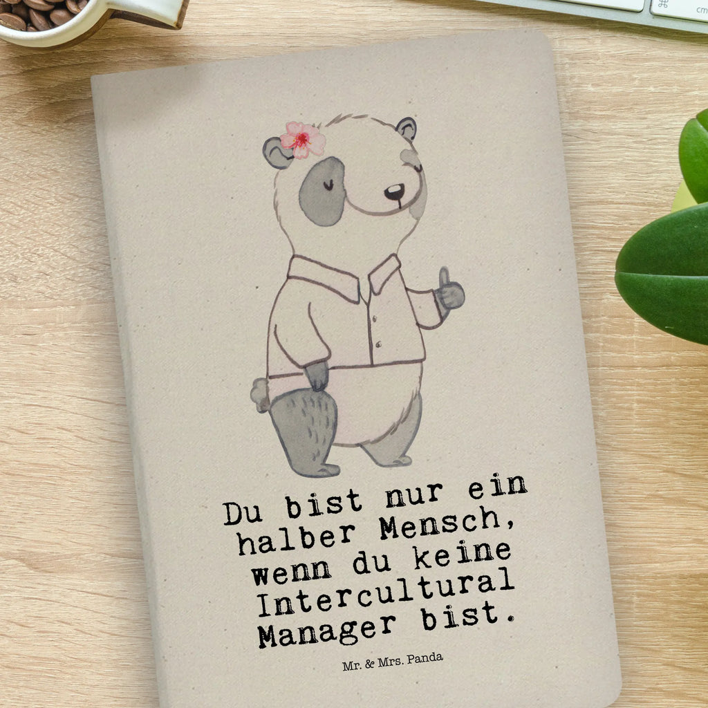 Bawełniany notatnik DIN A4 Menedżer międzykulturowy Serce Zawód, Wykształcenie, Jubileusz, Pożegnanie, Emerytura, Kolega, Koleżanka, Prezent, Dawać, Pracownik, Współpracownik, Firma, Dziękuję, Dziękuję bardzo