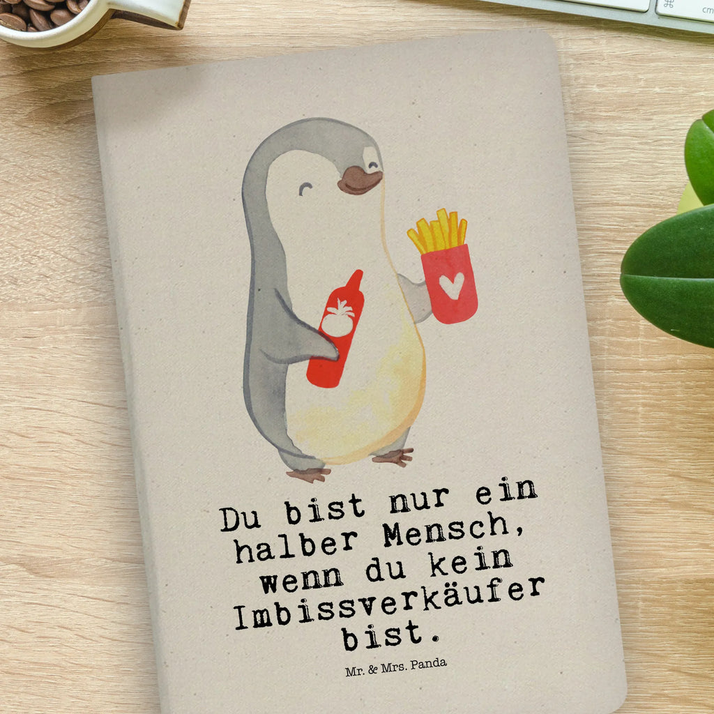 Bawełniany notatnik DIN A4 sprzedawca przekąsek serce Zawód, Wykształcenie, Jubileusz, Pożegnanie, Emerytura, Kolega, Koleżanka, Prezent, Dawać, Pracownik, Współpracownik, Firma, Dziękuję, Dziękuję bardzo