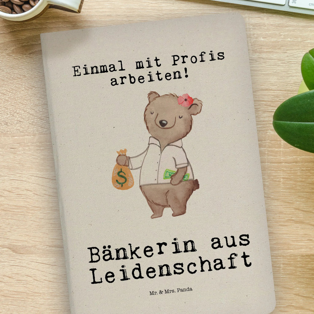 Bawełniany notatnik DIN A4 bankierka Pasja Zawód, Wykształcenie, Jubileusz, Pożegnanie, Emerytura, Kolega, Koleżanka, Prezent, Dawać, Pracownik, Współpracownik, Firma, Dziękuję, Dziękuję bardzo