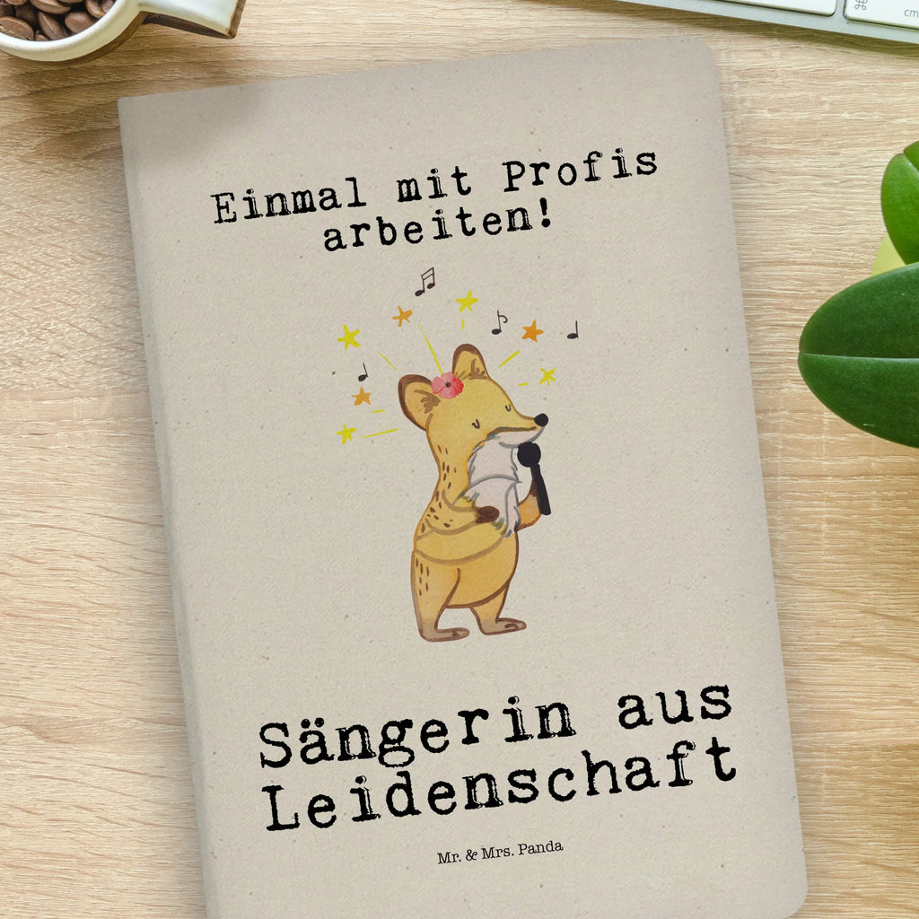 Bawełniany notatnik DIN A4 Piosenkarka pasja Zawód, Wykształcenie, Jubileusz, Pożegnanie, Emerytura, Kolega, Koleżanka, Prezent, Dawać, Pracownik, Współpracownik, Firma, Dziękuję, Dziękuję bardzo