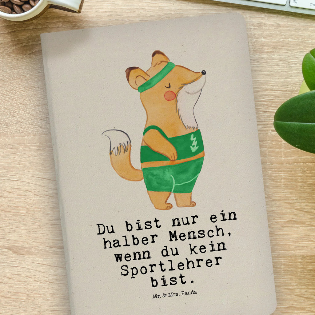 Bawełniany notatnik DIN A4 nauczyciel wychowania fizycznego serce Zawód, Wykształcenie, Jubileusz, Pożegnanie, Emerytura, Kolega, Koleżanka, Prezent, Dawać, Pracownik, Współpracownik, Firma, Dziękuję, Dziękuję bardzo