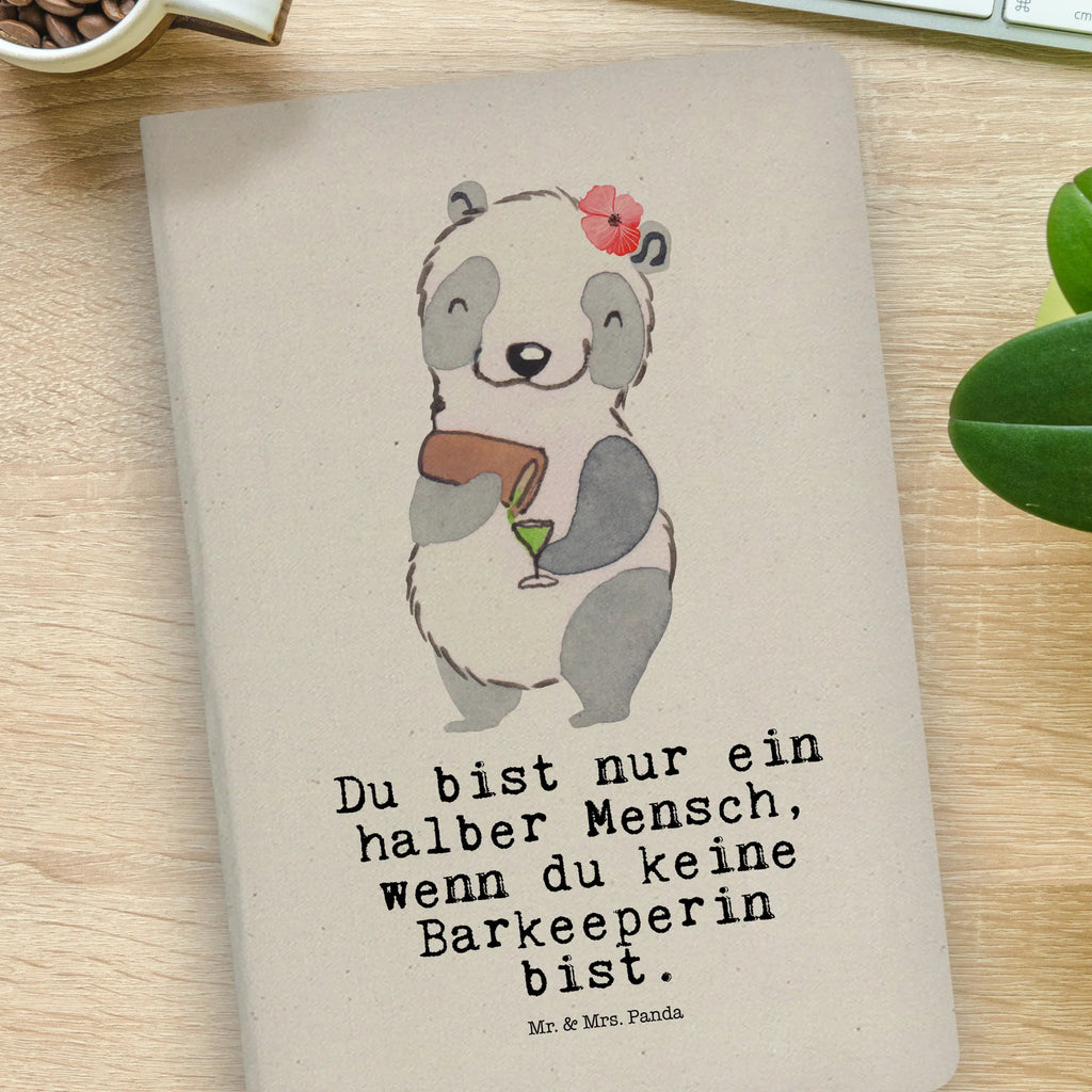 Bawełniany notatnik DIN A4 Barkeeperka serce Zawód, Wykształcenie, Jubileusz, Pożegnanie, Emerytura, Kolega, Koleżanka, Prezent, Dawać, Pracownik, Współpracownik, Firma, Dziękuję, Dziękuję bardzo