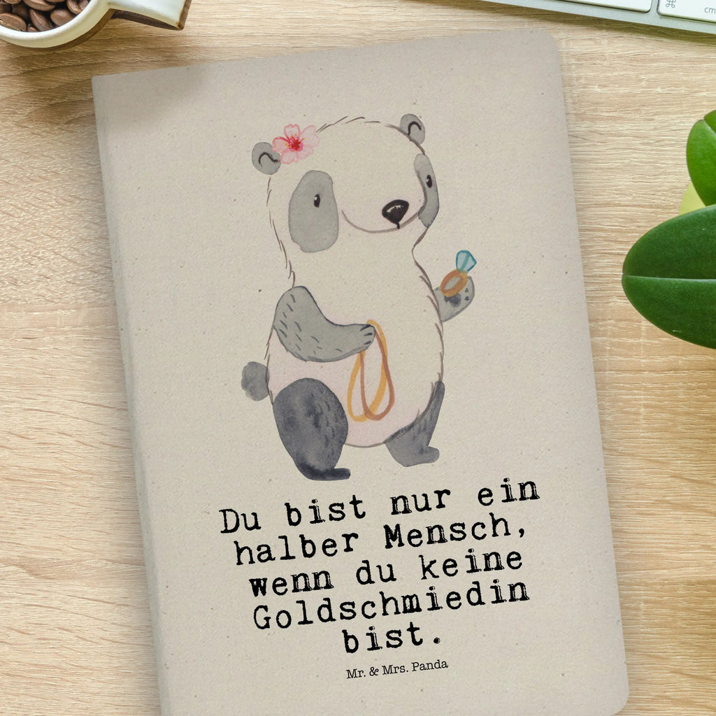 Bawełniany notatnik DIN A4 Złotniczka serce Zawód, Wykształcenie, Jubileusz, Pożegnanie, Emerytura, Kolega, Koleżanka, Prezent, Dawać, Pracownik, Współpracownik, Firma, Dziękuję, Dziękuję bardzo