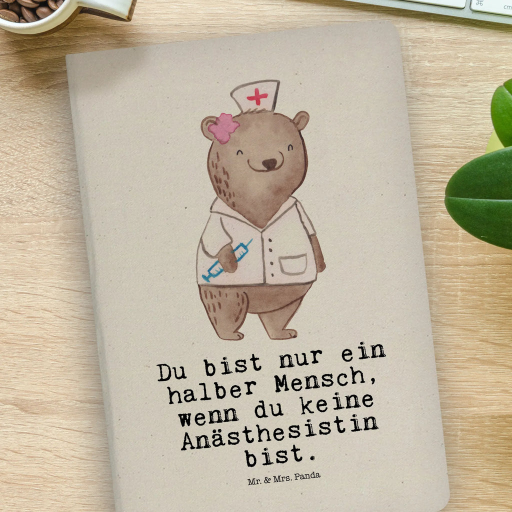 Bawełniany notatnik DIN A4 anestezjolog serce Zawód, Wykształcenie, Jubileusz, Pożegnanie, Emerytura, Kolega, Koleżanka, Prezent, Dawać, Pracownik, Współpracownik, Firma, Dziękuję, Dziękuję bardzo