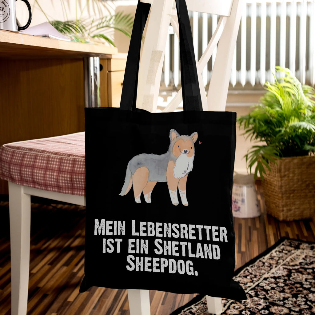Tragetasche Shetland Sheepdog Lebensretter Tragetasche, Einkaufstasche, Tasche, Jutetasche, Jutebeutel, Einkaufstüte, Stofftasche, Schultertasche, Beutel, Umhängetasche, Strandtasche, Badetasche, Beuteltasche, Stoffbeutel, Laptoptasche, Shopper, Hund, Hunderasse, Rassehund, Hundebesitzer, Geschenk, Tierfreund, Schenken, Welpe, Sheltie, Shetland Sheepdog