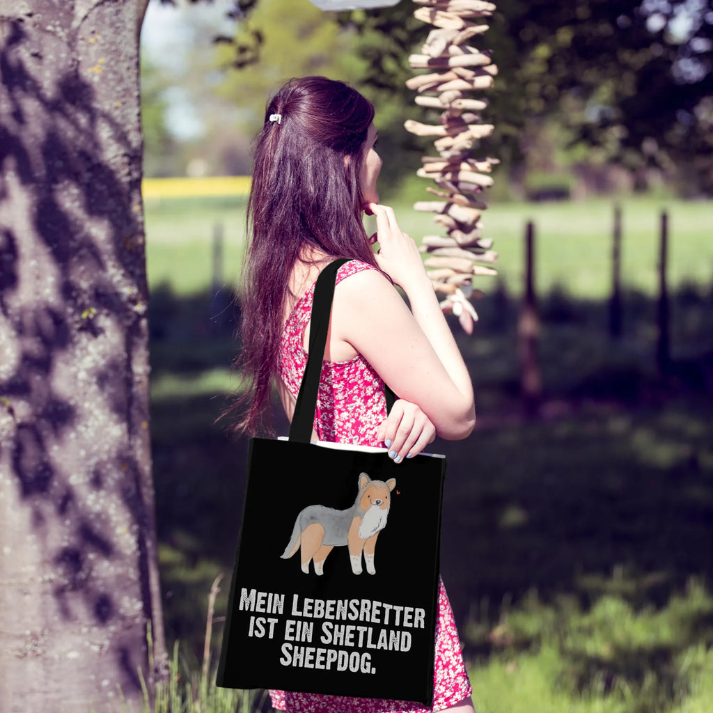 Tragetasche Shetland Sheepdog Lebensretter Tragetasche, Einkaufstasche, Tasche, Jutetasche, Jutebeutel, Einkaufstüte, Stofftasche, Schultertasche, Beutel, Umhängetasche, Strandtasche, Badetasche, Beuteltasche, Stoffbeutel, Laptoptasche, Shopper, Hund, Hunderasse, Rassehund, Hundebesitzer, Geschenk, Tierfreund, Schenken, Welpe, Sheltie, Shetland Sheepdog