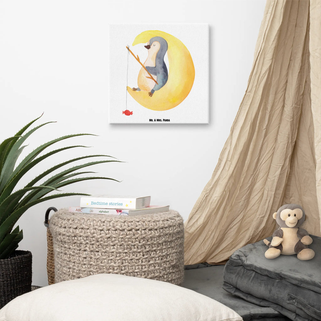 Canvas picture Penguin moon Leinwand, Kunstdruck, Pinguin, Nachtruhe, Einschlafen, Schlafstörungen, Schlafzimmer, Gästezimmer, Pinguine, schlafen, Spruch