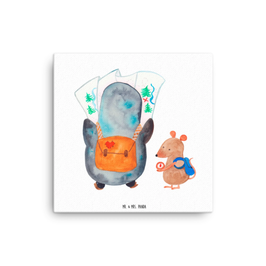 Canvas picture Penguin & Mouse Hiker Kunstdruck, Leinwand, Pinguin, Wandern, Abenteurer, Wanderlust, Abenteuer, Pinguine, Ausflug, Roadtrip