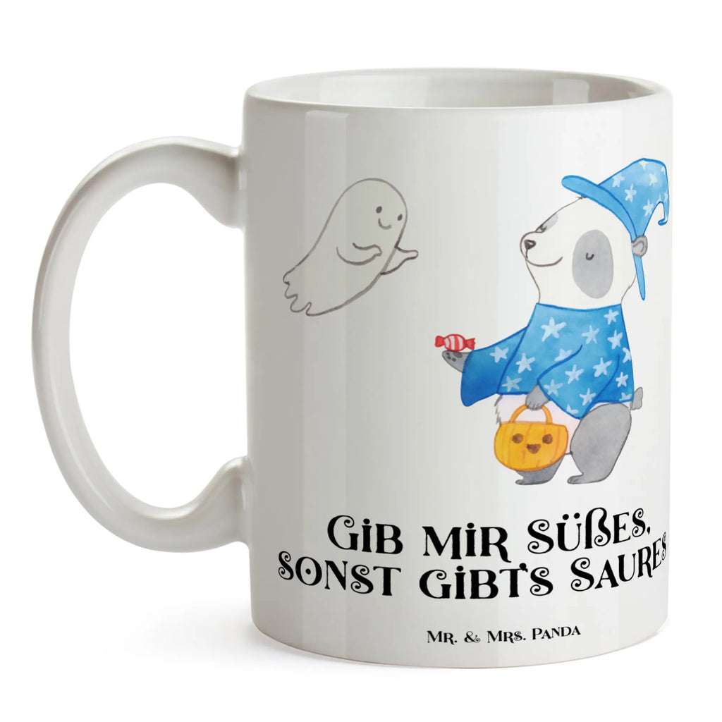 Tasse Panda Zauberer Kaffeetasse, Teetasse, Tasse mit Zitaten, Keramiktasse, Tasse, Geschenktasse, Porzellantasse, Tasse mit Motiven, Bürotasse, Halloween, Deko, Martinssingen, Dekoration, Geschenke, Schenken, Süßes sonst gibt's saures, Halloween Deko, Zauberer, Trick or Treat, Gespenst, Panda