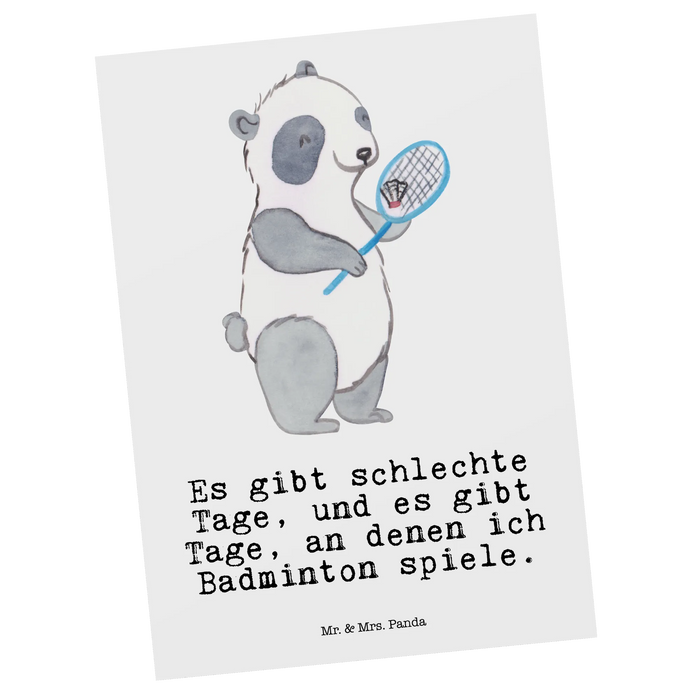 Postcard panda badminton
