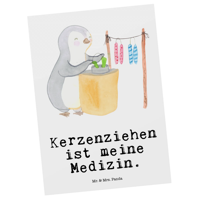 Postcard penguin candle making