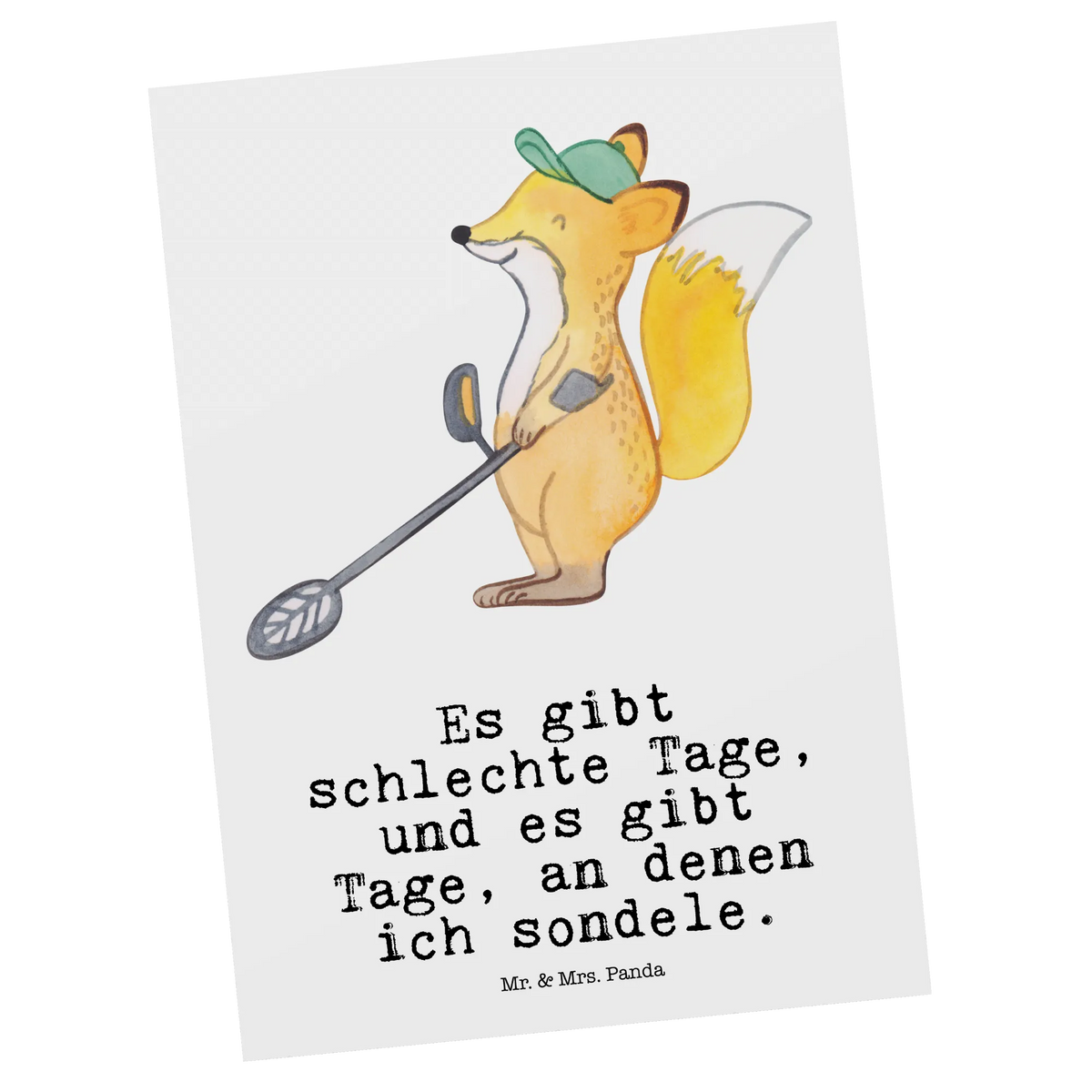 Postkarte Fuchs Metalldetektor