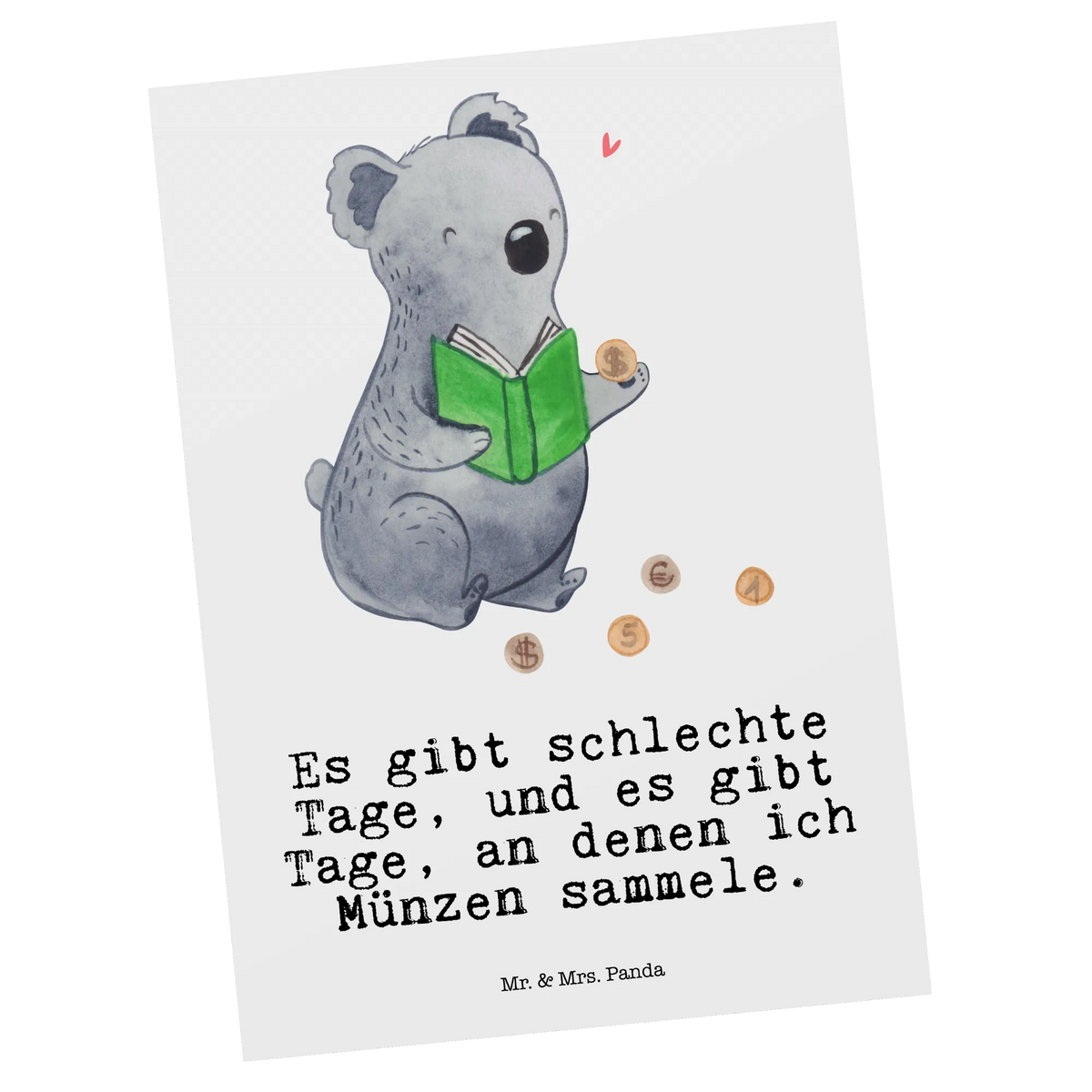 Postkarte Koala Münzen sammeln