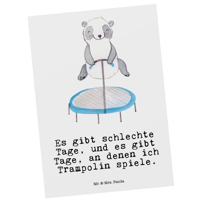 Postkarte Panda Trampolin springen