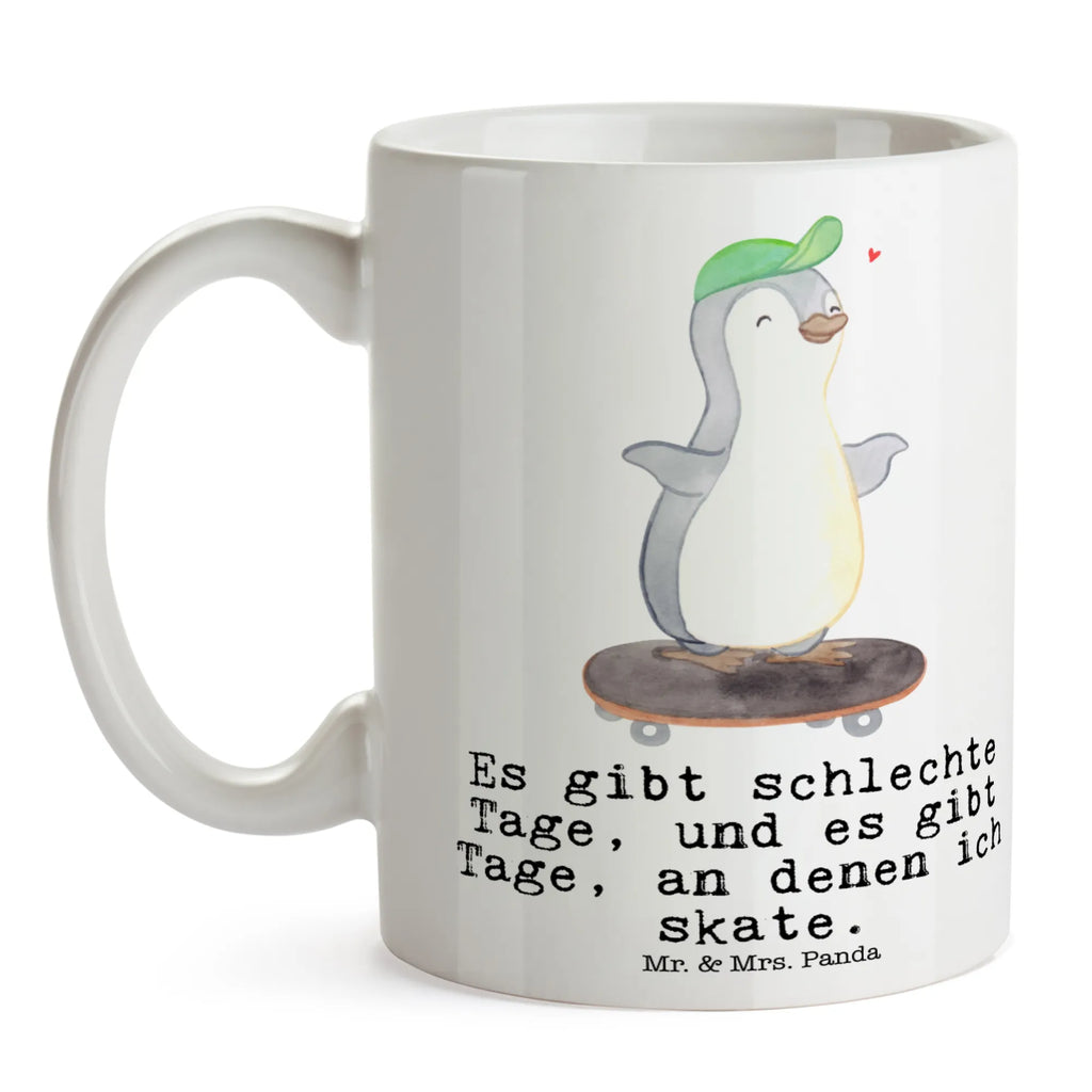 Tasse Pinguin Skateboarden Geschenktasse, Tasse mit Motiven, Porzellantasse, Keramiktasse, Tasse, Bürotasse, Tasse mit Zitaten, Kaffeetasse, Teetasse, Geschenk, Sport, Sportart, Hobby, Schenken, Danke, Dankeschön, Auszeichnung, Gewinn, Sportler, Skaten, Skateplatz, Skateboard, Skateboarden, Skateboard fahren