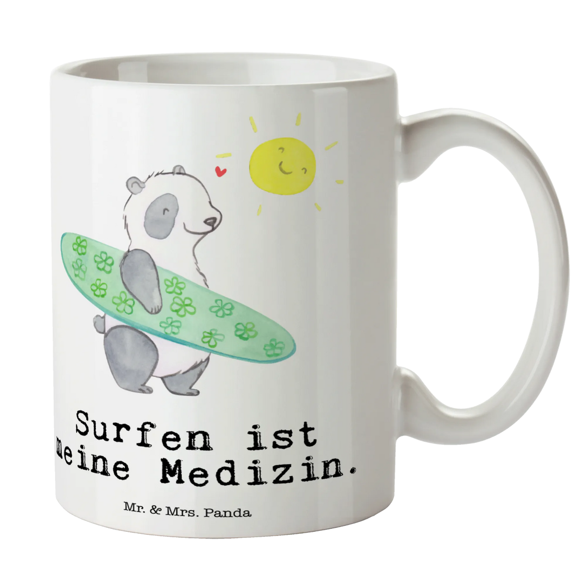 Mug panda surfing