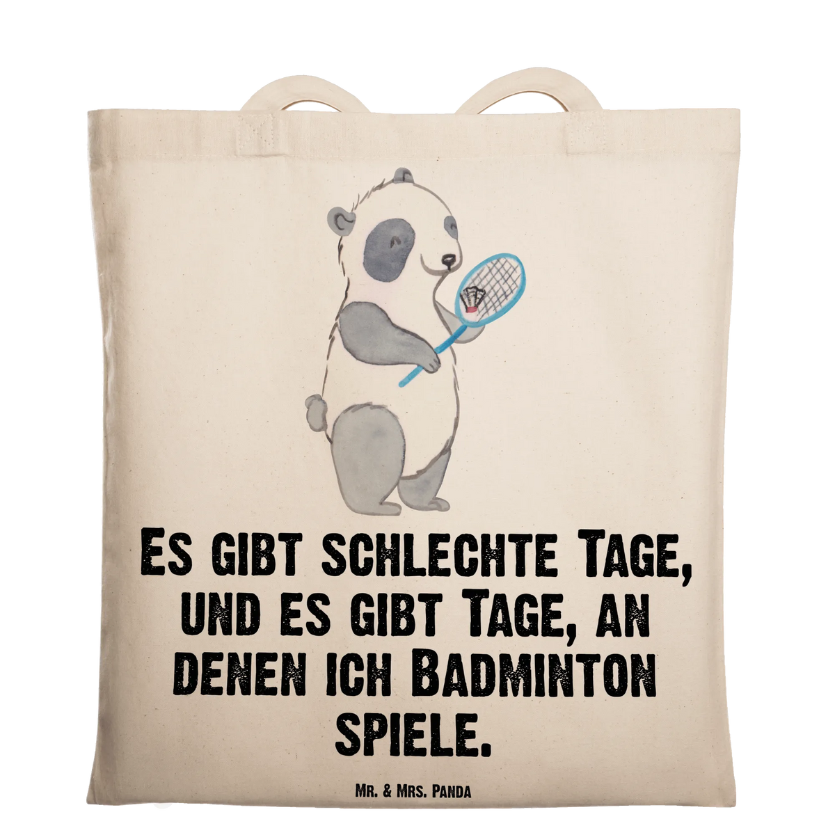 Tote bag panda badminton profit, giving, Gift, thank you, award, athlete, play badminton