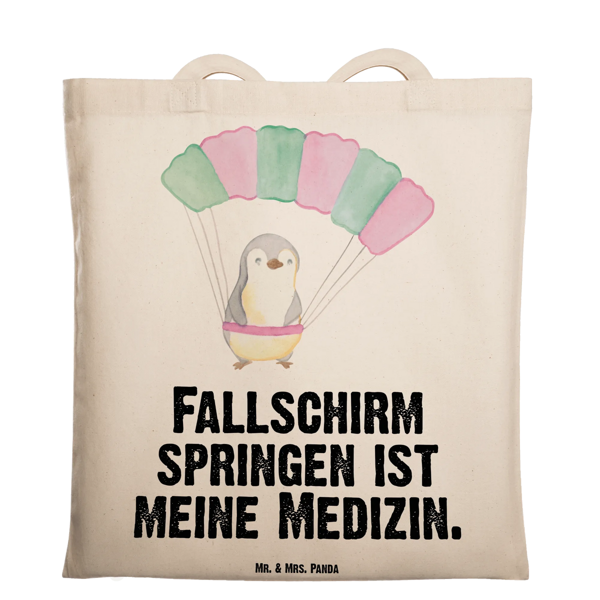 Tote bag penguin parachute jump Gift, giving, thank you, award, profit, athlete, extreme sports, parachute flight, Skydiving, adventure gift, freefall, tandem jump, adrenaline rush, parachute jump, aerial acrobatics