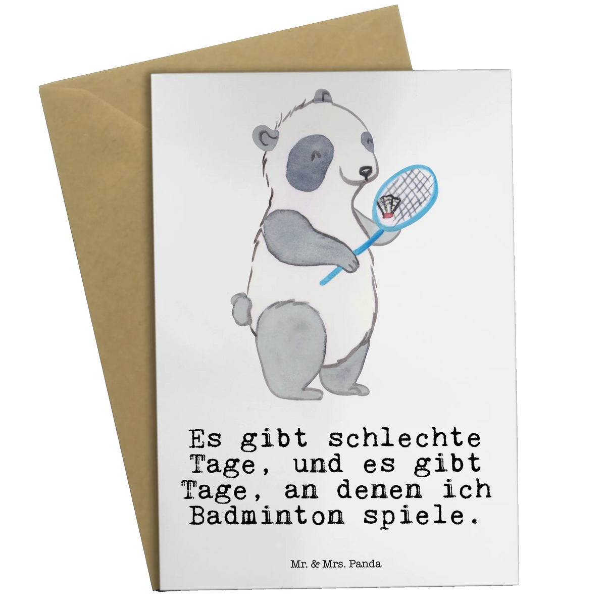 Greetings card panda badminton wedding card, greeting card, invitation card, folding card, birthday card, Gift, sport, hobby, giving, thank you, award, profit, athlete, play badminton, Badminton