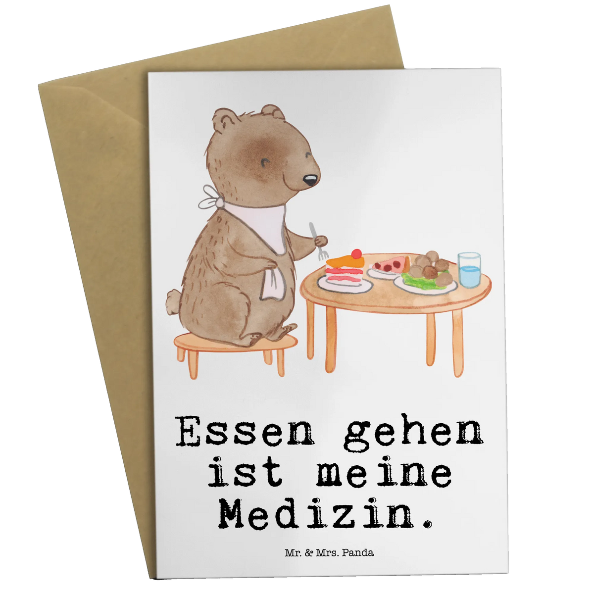 Greetings card bear to eat out Gift, giving, thank you, award, profit, athlete, Eating out, dining out, delicacies, food