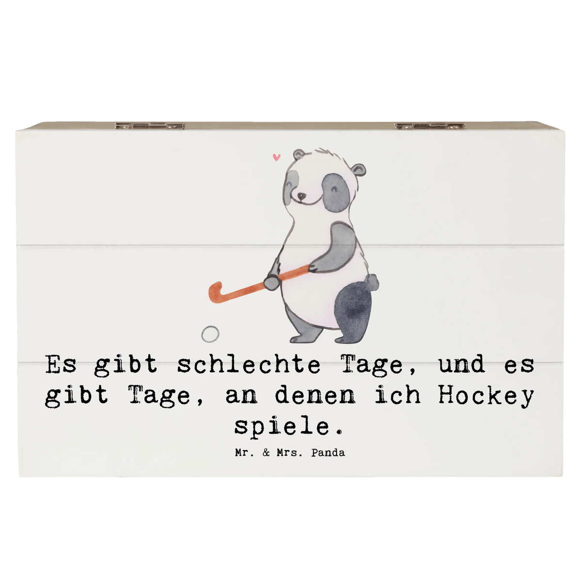 Holzkiste Panda Hockey spielen