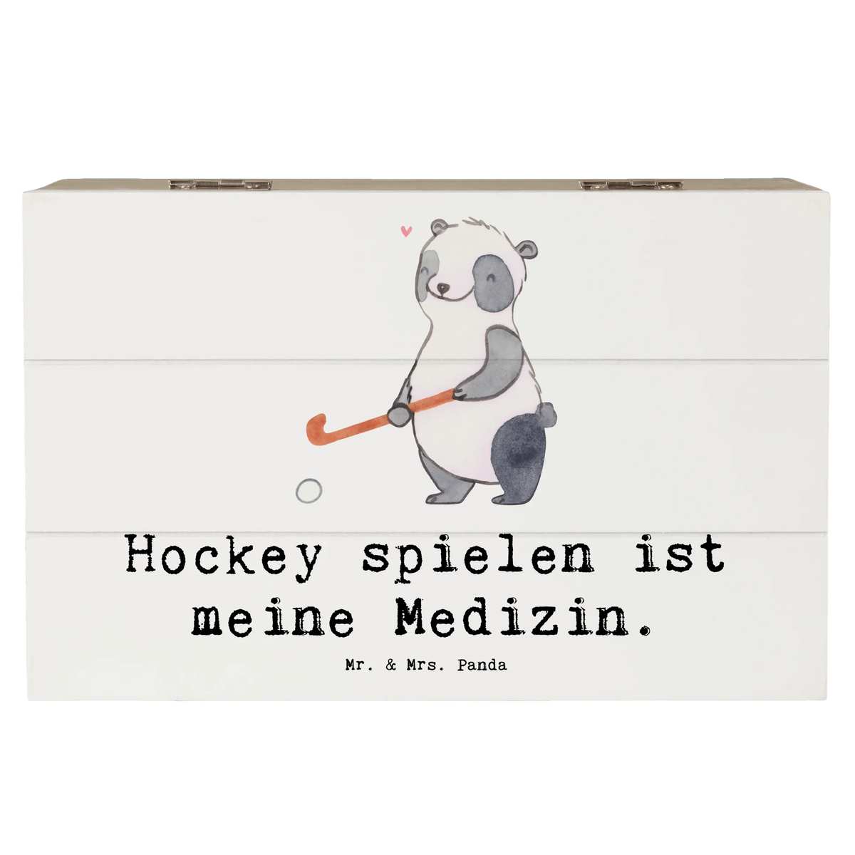 Skrzynia drewniana Panda grać w hokeja Prezent, Dyscyplina sportowa, Darować, Dziękuję, Dzięki, Wyróżnienie, Wygrana, Sportowiec
