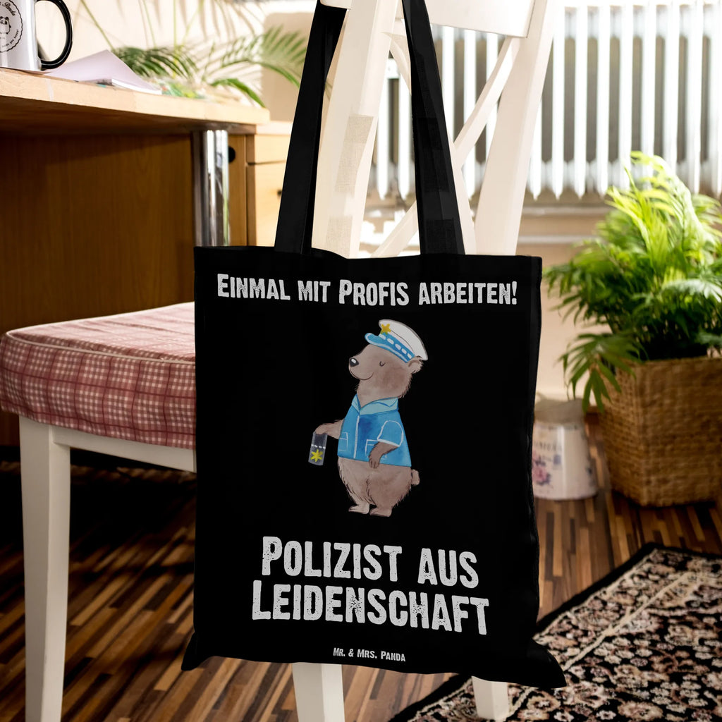Tote bag policeman Passion Stoffbeutel, Tasche, Stofftasche, Badetasche, Strandtasche, Jutetasche, Einkaufstüte, Beutel, Jutebeutel, Tragetasche, Schultertasche, Beuteltasche, Shopper, Einkaufstasche, Umhängetasche, Laptoptasche, Beruf, Ausbildung, Jubiläum, Abschied, Rente, Kollege, Kollegin, Geschenk, Schenken, Arbeitskollege, Mitarbeiter, Firma, Danke, Dankeschön, Polizei, Cop, Polizeibeamter, Polizist, Wachmann, Studium