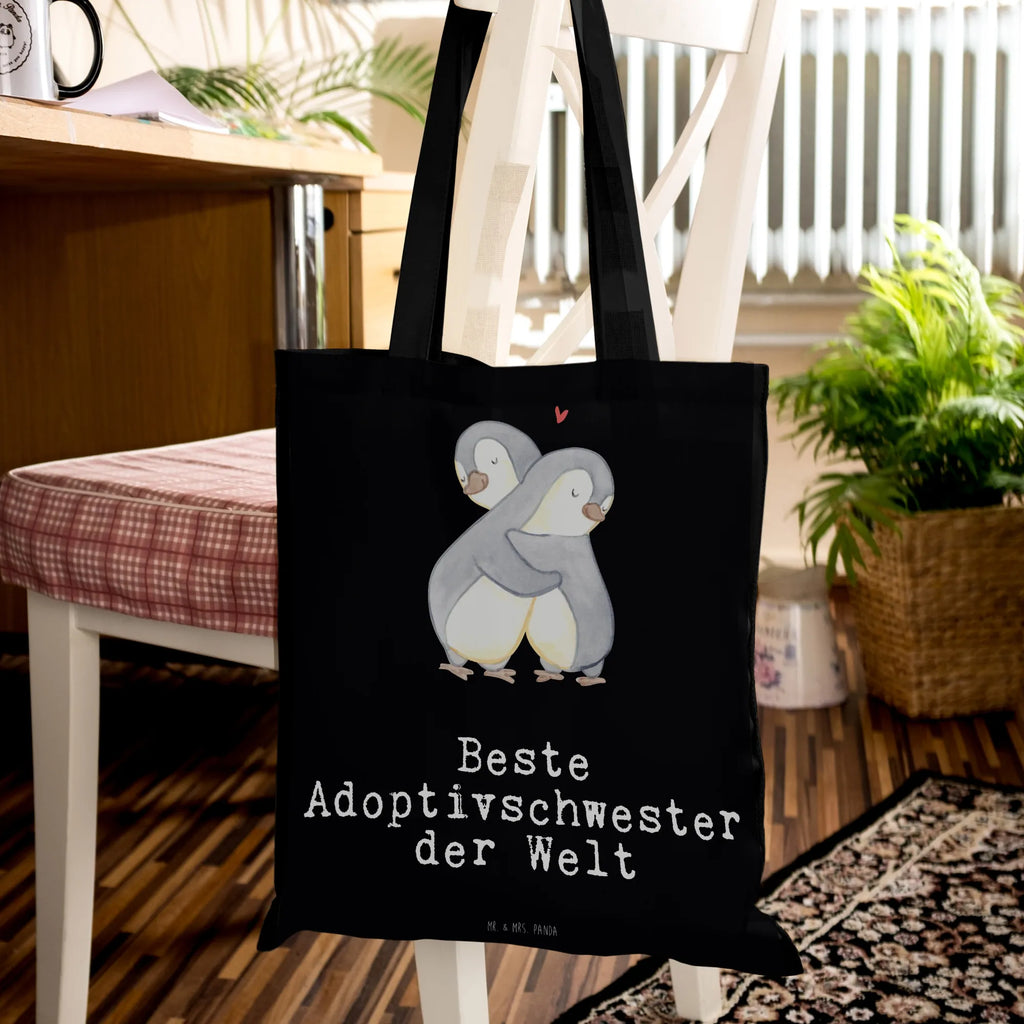 Tote bag penguin Best adoptive sister in the world Stoffbeutel, Einkaufstasche, Shopper, Jutebeutel, Tragetasche, Tasche, Jutetasche, Einkaufstüte, Badetasche, Laptoptasche, Strandtasche, Stofftasche, Schultertasche, Beutel, Umhängetasche, Beuteltasche, für, Dankeschön, Geschenk, Schenken, Geburtstag, Geburtstagsgeschenk, Geschenkidee, Danke, Bedanken, Mitbringsel, Freude machen, Geschenktipp, adoptiert, Kleinigkeit, Geschwister, Schwester, Familie, Tochter, Beste, Sister, Adoptiv, Schwesterherz, Adoptivschwester