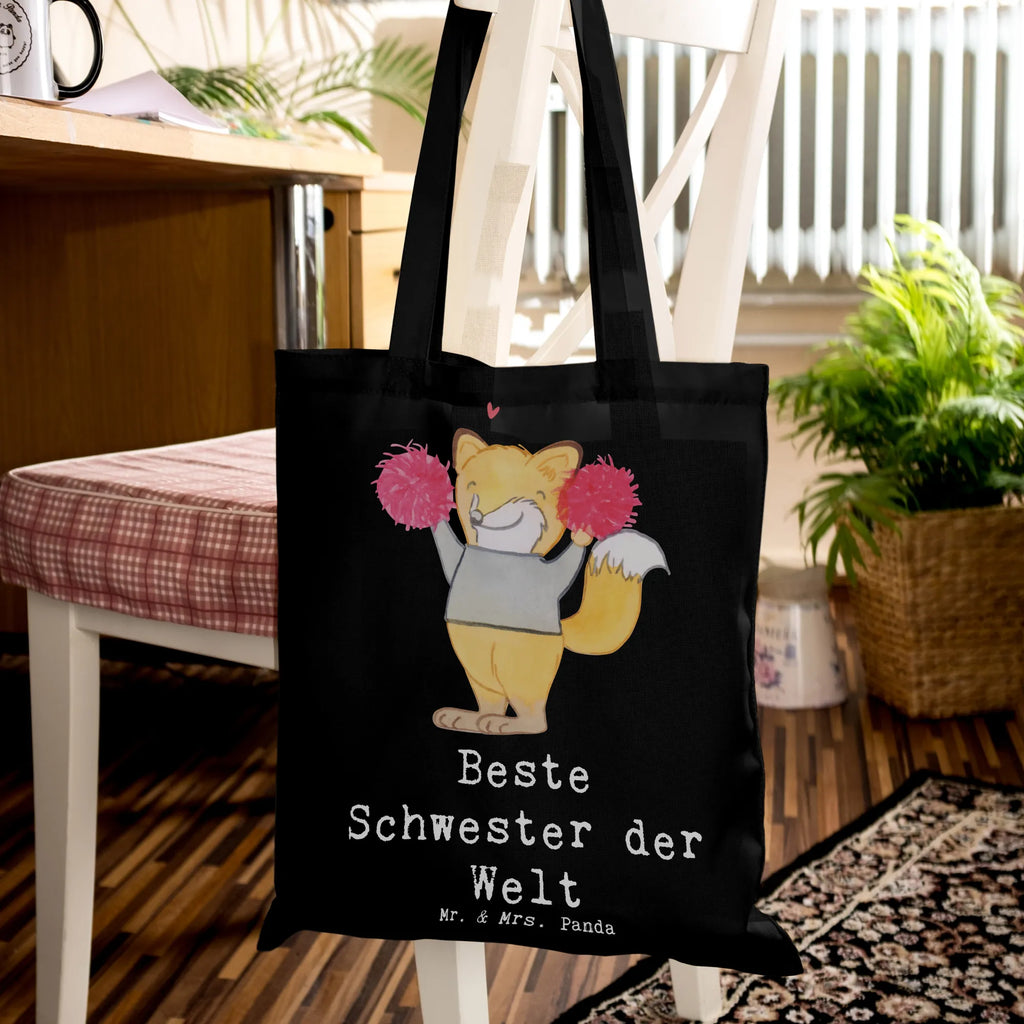 Tragetasche Fuchs Beste Schwester der Welt Shopper, Stoffbeutel, Badetasche, Strandtasche, Tasche, Einkaufstasche, Beuteltasche, Stofftasche, Jutetasche, Schultertasche, Umhängetasche, Tragetasche, Laptoptasche, Beutel, Jutebeutel, Einkaufstüte, für, Dankeschön, Geschenk, Schenken, Geburtstag, Geburtstagsgeschenk, Geschenkidee, Danke, Bedanken, Mitbringsel, Freude machen, Geschenktipp, Familie, Kleinigkeit, Sister, Schwesterherz, Beste, Schwester, Geschwister, Tochter
