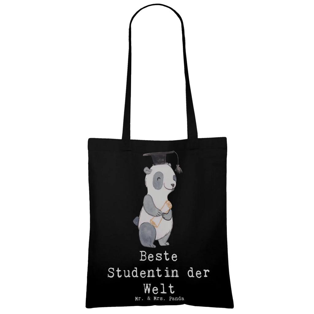 Tragetasche Panda Beste Studentin der Welt Schultertasche, Jutetasche, Tragetasche, Tasche, Laptoptasche, Badetasche, Shopper, Stofftasche, Beutel, Beuteltasche, Umhängetasche, Einkaufstasche, Strandtasche, Jutebeutel, Einkaufstüte, Stoffbeutel, für, Dankeschön, Geschenk, Schenken, Geburtstag, Geburtstagsgeschenk, Geschenkidee, Danke, Bedanken, Mitbringsel, Freude machen, Geschenktipp, Universität, Uni, Tochter, Alumni, Musterschülerin, lustig, Abschluss, Studentin, Studienabschluss, Studium, witzig, Hochschule, Studenten, Spaß