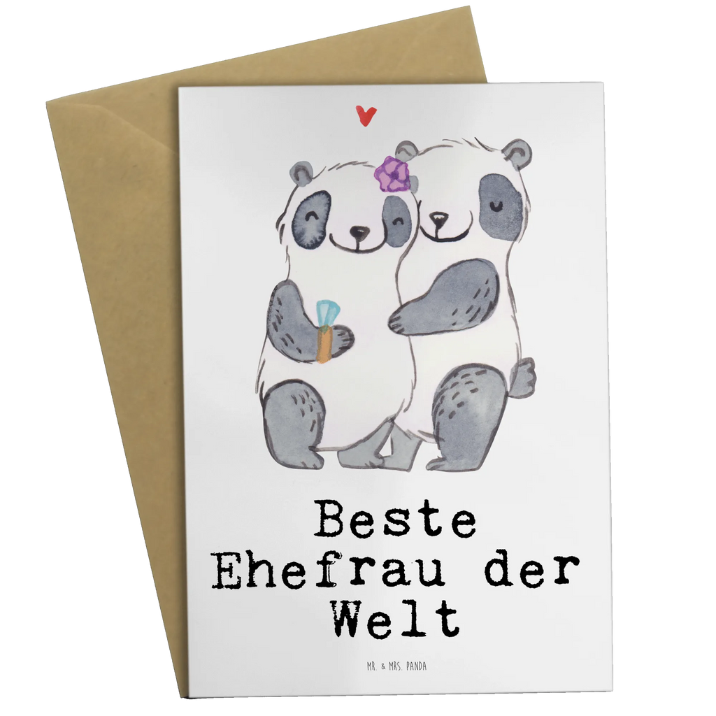 Grußkarte Panda Beste Ehefrau der Welt Klappkarte, Hochzeitskarte, Ansichtskarten, Karte, Grußkarte, Einladungskarte, Geburtstagskarte, Glückwunschkarte, für, Dankeschön, Geschenk, Schenken, Geburtstag, Geburtstagsgeschenk, Geschenkidee, Danke, Bedanken, Mitbringsel, Freude machen, Geschenktipp, Partnerin, Beste, Freundin, Ehepartner, Lebensgefährtin, Liebling, Braut, Frau, Ehe, Kleinigkeit, Ehefrau, Traumfrau, Gattin, Hochzeit