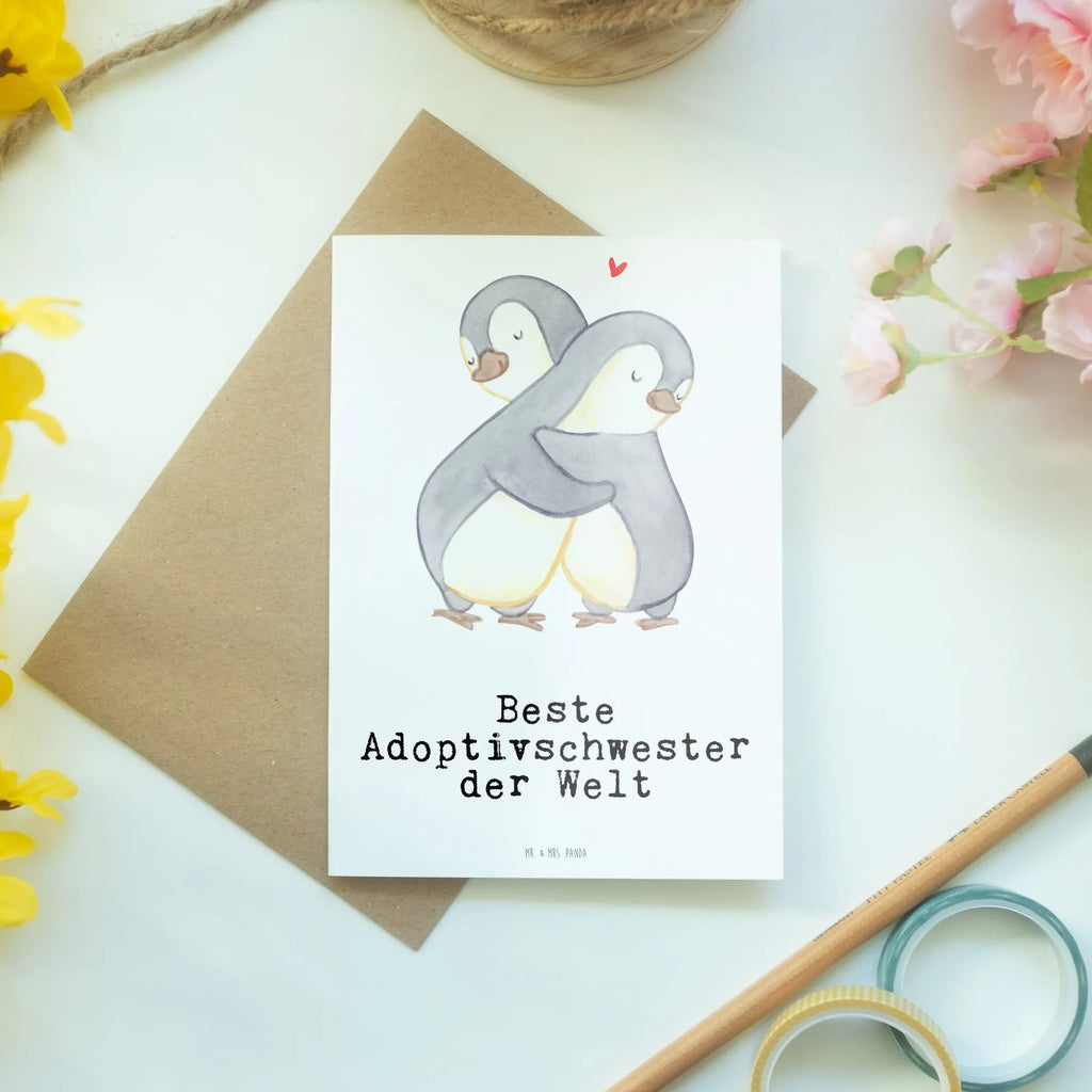 Greetings card penguin Best adoptive sister in the world Hochzeitskarte, Grußkarte, Einladungskarte, Klappkarte, Karte, Geburtstagskarte, Ansichtskarten, Glückwunschkarte, für, Dankeschön, Geschenk, Schenken, Geburtstag, Geburtstagsgeschenk, Geschenkidee, Danke, Bedanken, Mitbringsel, Freude machen, Geschenktipp, Beste, Schwester, Familie, Adoptiv, Adoptivschwester, Tochter, adoptiert, Sister, Kleinigkeit, Geschwister, Schwesterherz