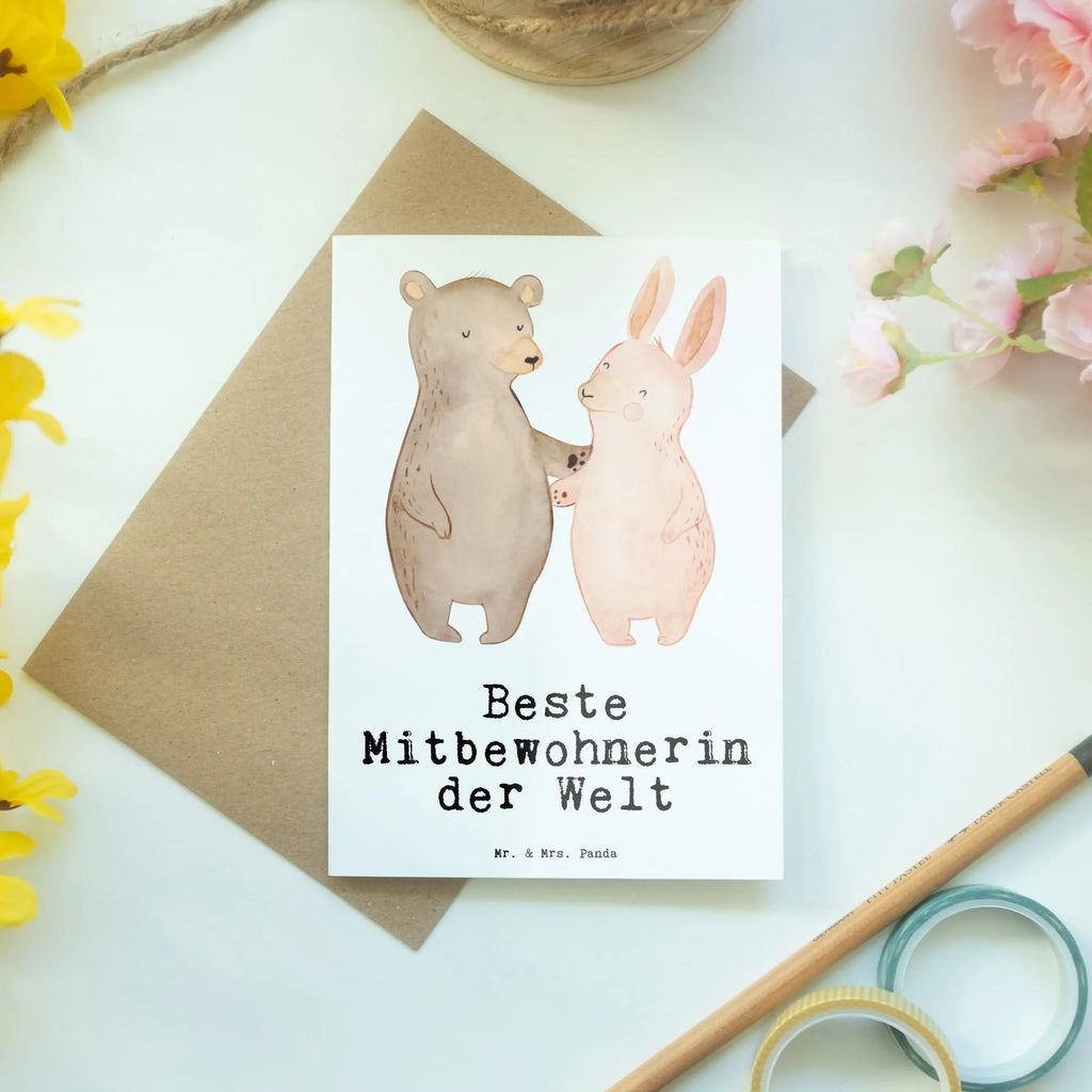 Greetings card Hare Best roommate in the world wedding card, greeting card, invitation card, folding card, birthday card, for, thank you, gift, giving, birthday, birthday present, gift idea, souvenir, make you happy, gift tip, roommate, Roommate, flat share, flat share resident