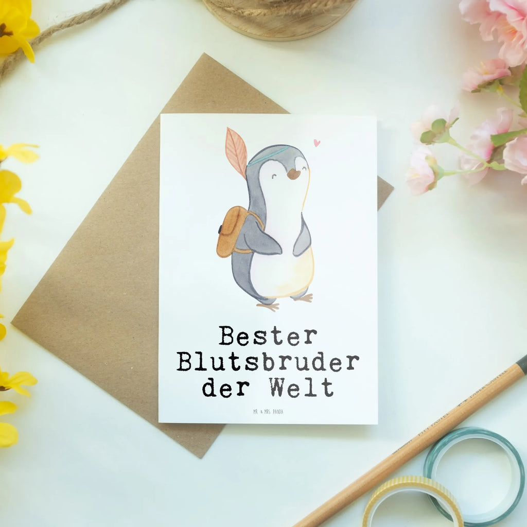 Grußkarte Pinguin Bester Blutsbruder der Welt Ansichtskarten, Einladungskarte, Klappkarte, Grußkarte, Glückwunschkarte, Geburtstagskarte, Karte, Hochzeitskarte, für, Dankeschön, Geschenk, Schenken, Geburtstag, Geburtstagsgeschenk, Geschenkidee, Danke, Bedanken, Mitbringsel, Freude machen, Geschenktipp, Blutsgeschwister, Sido, Bester, Brüder, Geschwister, Freund, Blutsbruder, Bruderherz, Familie, Kleinigkeit, Brother
