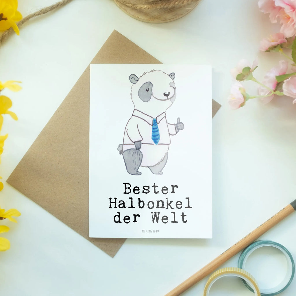 Grußkarte Panda Bester Halbonkel der Welt Klappkarte, Geburtstagskarte, Einladungskarte, Karte, Ansichtskarten, Hochzeitskarte, Grußkarte, Glückwunschkarte, für, Dankeschön, Geschenk, Schenken, Geburtstag, Geburtstagsgeschenk, Geschenkidee, Danke, Bedanken, Mitbringsel, Freude machen, Geschenktipp, bester Onkel, Halbonkel, Stiefgeschwister, Stiefonkel, Familie, Kleinigkeit, Onkel, Stief