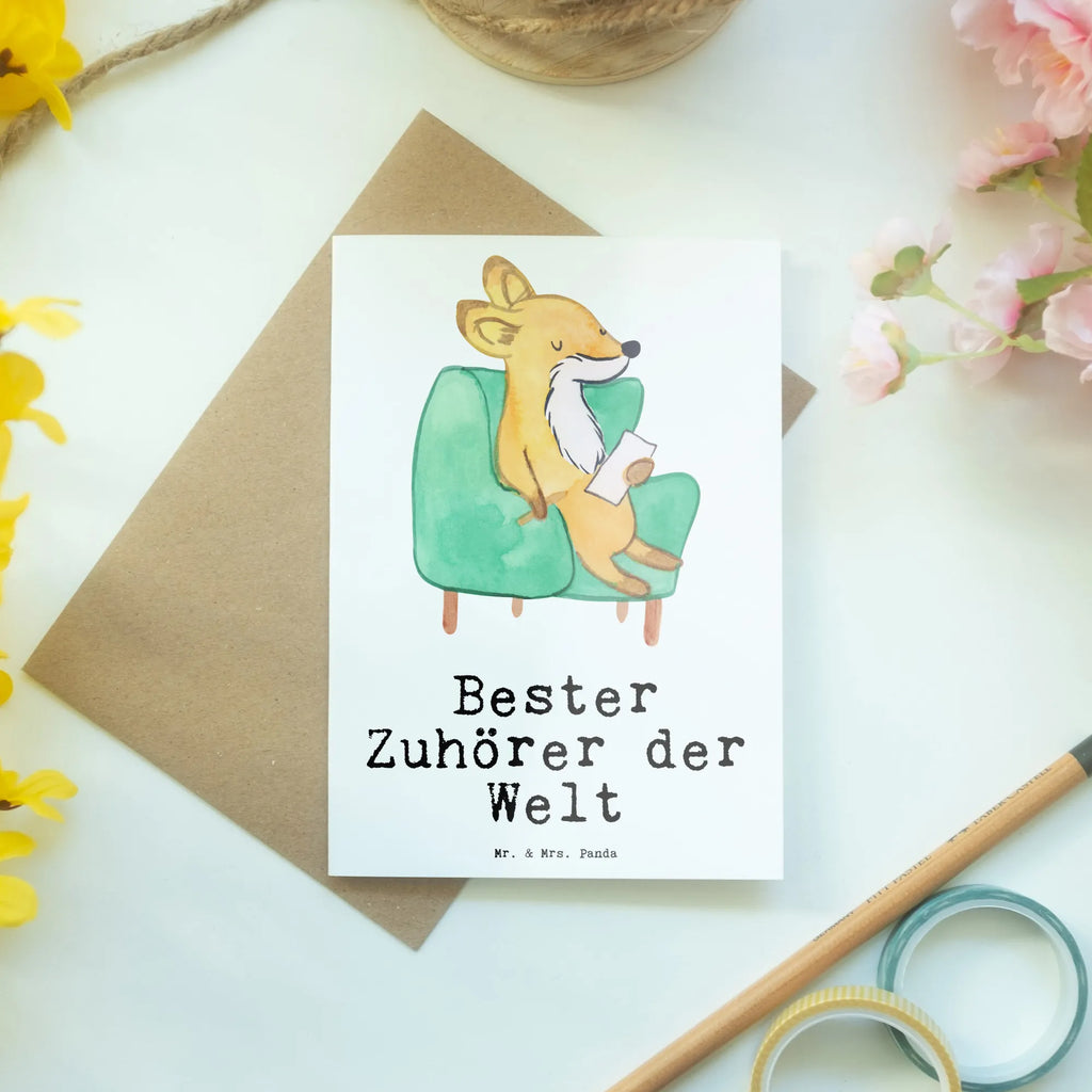 Grußkarte Fuchs Bester Zuhörer der Welt Glückwunschkarte, abiturkarte, spruchkarte, kommunionskarte, Motivkarte, neujahrskarte, Grußkarten, valentinstagskarte, Klappkarte, firmungskarte, osterkarte, glückwunschkarten, Beileidskarte, Grußkarte, einladungskarten, osterkarten, vatertagskarte, jubiläumskarte, dankeskarten, genesungskarte, weihnachtskarten, babykarte, hochzeitskarten, Geschenkidee, Geschenk, Schenken, Mitbringsel, Geburtstag, Geburtstagsgeschenk, für, Danke, Dankeschön, Bedanken, Freude machen, Geschenktipp, Hilfe, Freundin, Zuhörer, Hilfsbereit, Freund, Offenes Ohr