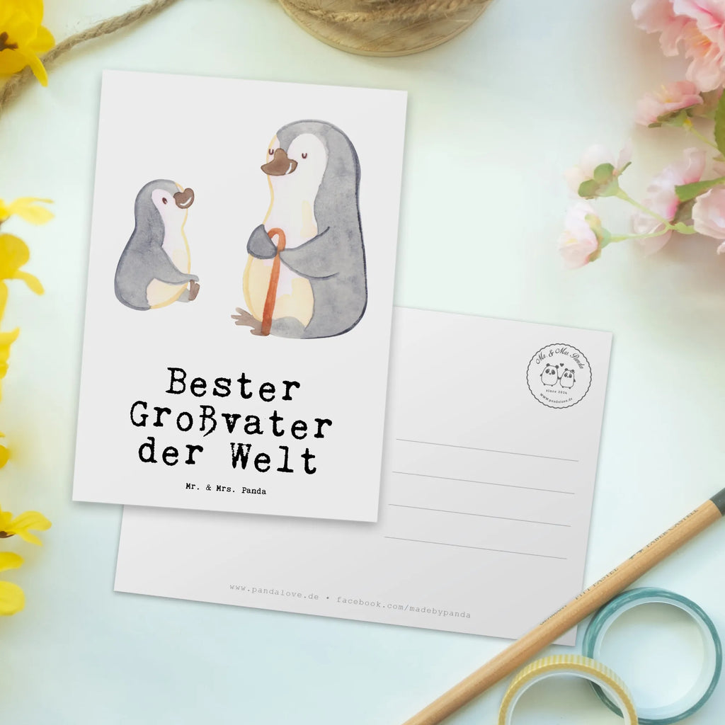 Postcard penguin Best grandfather in the world Ansichtskarte, Kunstkarten, Motivkarte, spruchkarte, einzelkarte, Fotokarte, Ansichtskarten, Postkarten, Postkarte, kunstkarte, bildkarte, Grußkarte, Designkarte, Geschenkidee, Geschenk, Schenken, Mitbringsel, Geburtstag, Geburtstagsgeschenk, für, Danke, Dankeschön, Bedanken, Freude machen, Geschenktipp, Opi. Großpapa, Bester, Enkelkind, Großvater, Oppa, Großeltern, Enkelin, Kleinigkeit, Oppi, Grossvater, Opa, Enkel