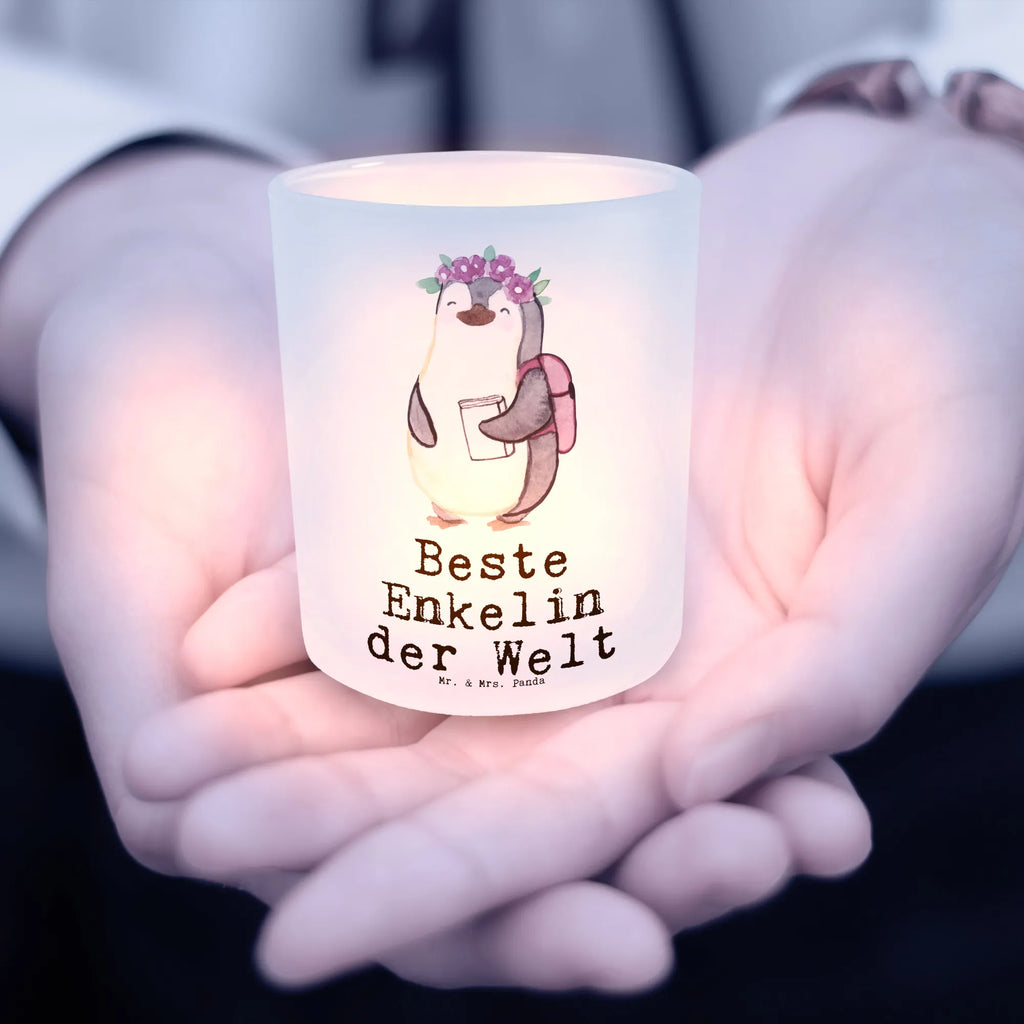 Lantern penguin Best granddaughter in the world Wind light, glass tealight, tealight holder, for, thank you, gift, giving, birthday, birthday present, gift idea, souvenir, make you happy, gift tip, grandpa, granddaughter, child from daughter, grandma, grandchild, Granddaughter, child from son, christening