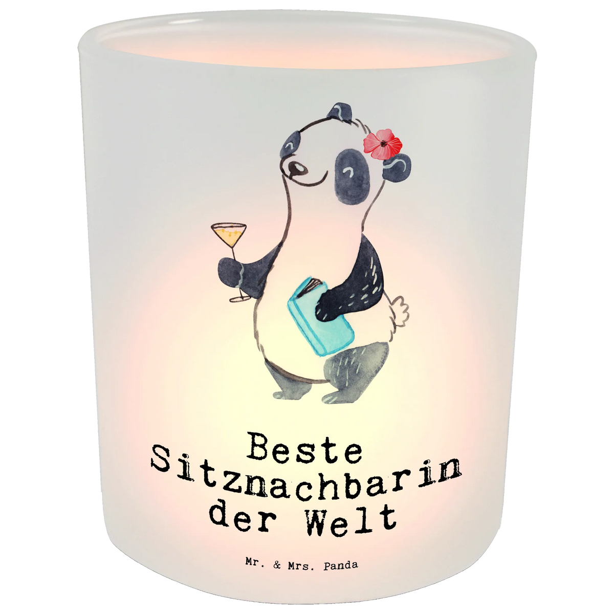 Lantern panda Best seatmate in the world glass tealight, tealight holder, Wind light, for, thank you, gift, giving, birthday, birthday present, gift idea, souvenir, make you happy, gift tip, fellow student, school, table neighbor, chair neighbor, neighbor, university, best seat neighbor in the world, Seat neighbor, world's best seat neighbor, college, seminar, classmate