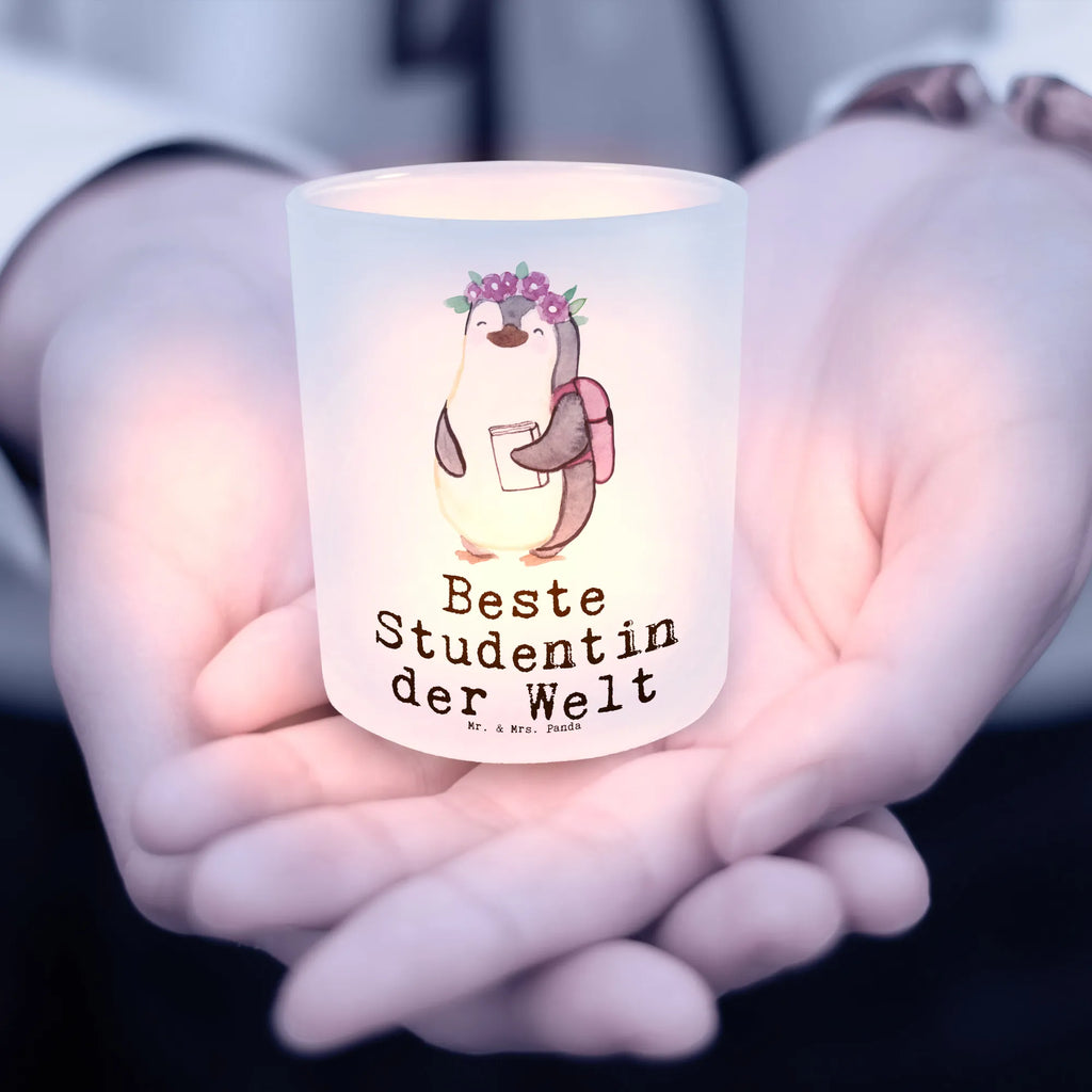 Lantern penguin Best student in the world glass tealight, tealight holder, Wind light, for, thank you, gift, giving, birthday, birthday present, gift idea, souvenir, make you happy, gift tip, students, humorous, daughter, college, funny, graduation, university, alumni, student, model student, study, fun