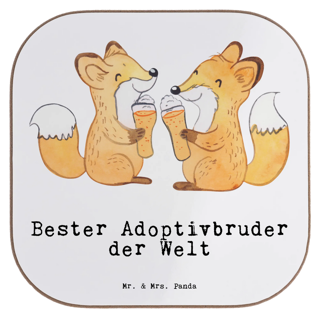 Square coaster Fox Best adoptive brother in the world party, gift, gifts, glass coasters, breakfast, Coasters, presents, for, thank you, giving, birthday, birthday present, gift idea, souvenir, make you happy, gift tip, brother heart, brother, family, sister, son, Adoptive brother, sibling, adopted, trifle, best