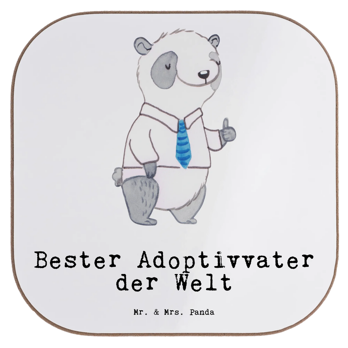 Square coaster panda Best adoptive father in the world glass coasters, gifts, breakfast, presents, gift, Coasters, party, for, thank you, giving, birthday, birthday present, gift idea, souvenir, make you happy, gift tip, adopted, adoptive father, adoption