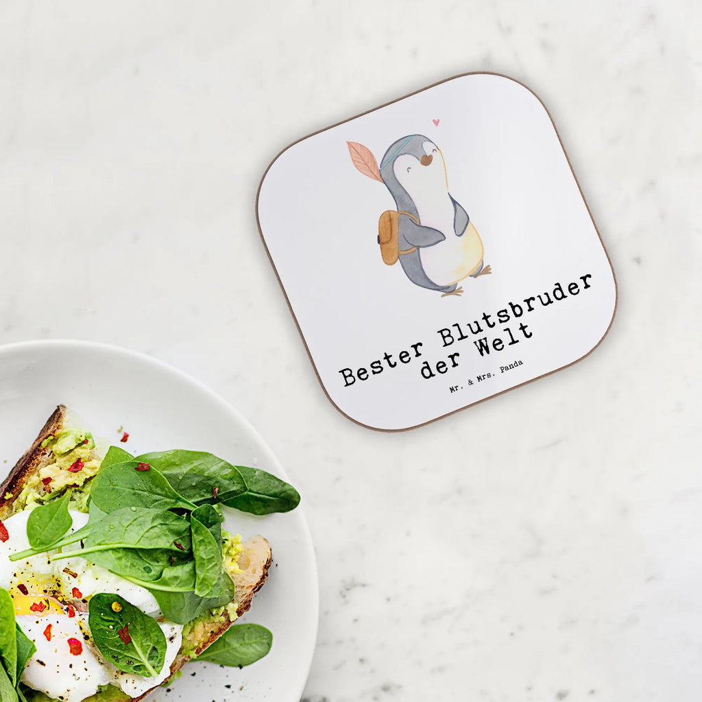 Square coaster penguin Best blood brother in the world gifts, presents, gift, Coasters, party, glass coasters, breakfast, for, thank you, giving, birthday, birthday present, gift idea, souvenir, make you happy, gift tip, siblings, little thing, family, heartfelt brother, best, blood siblings, Blood brother, brothers, Sido, friend