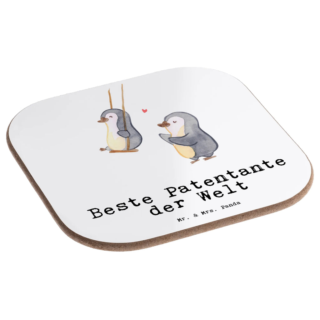 Square coaster penguin Best godmother in the world Coasters, party, breakfast, gifts, glass coasters, presents, gift, for, thank you, giving, birthday, birthday present, gift idea, souvenir, make you happy, gift tip, niece, Godmother, nephew, godfather aunt, family, baptism, christening partner, favorite aunt, little thing
