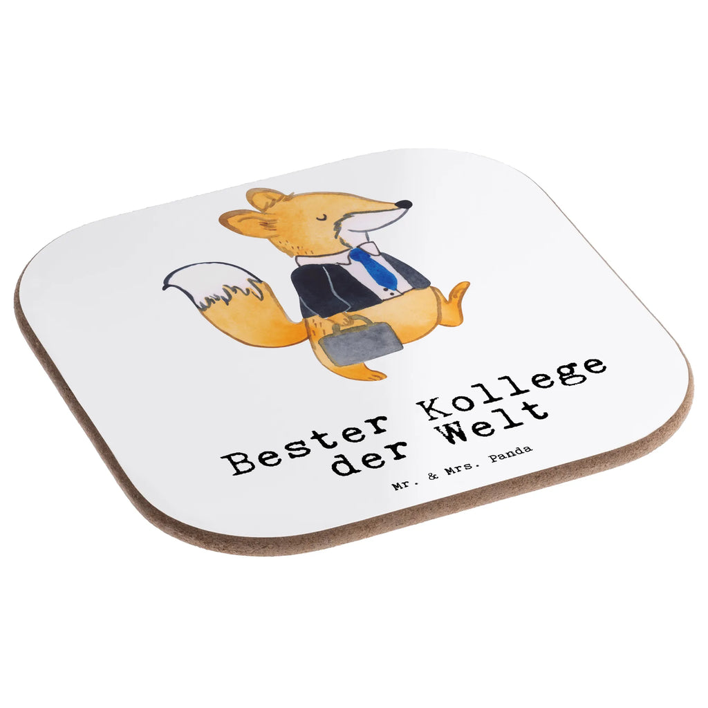 Square coaster Fox Best colleague in the world Coasters, breakfast, gifts, glass coasters, presents, party, gift, for, thank you, giving, birthday, birthday present, gift idea, souvenir, make you happy, gift tip, fellow worker, office, Work colleague, farewell gift, profession, colleague, employee, retirement, work
