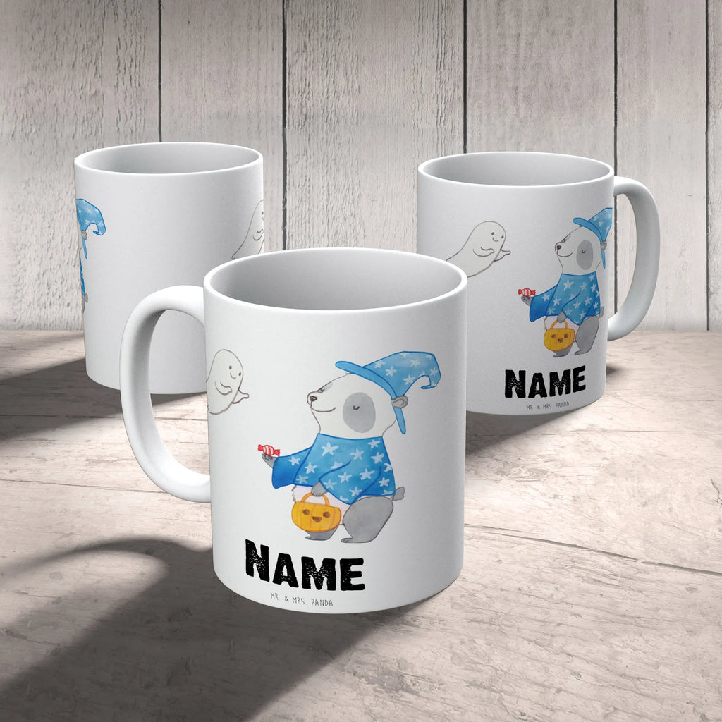 Personalisierte Tasse Panda Zauberer Tasse mit Namen, Personalisiert, Personalisierte Tasse, Wunschname, Namen, Namenstasse, Tasse, Drucken, Halloween, Deko, Martinssingen, Dekoration, Geschenke, Schenken, Süßes sonst gibt's saures, Trick or Treat, Gespenst, Halloween Deko, Panda, Zauberer