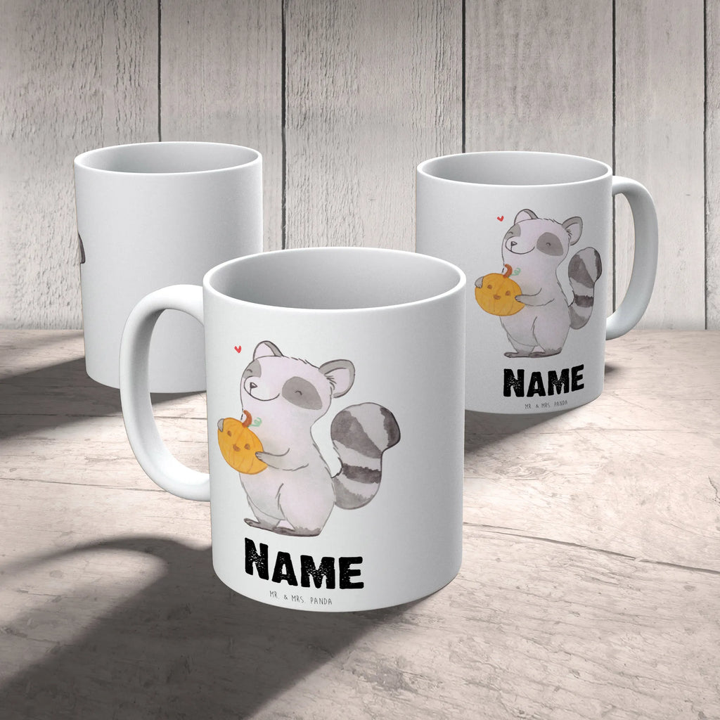 Personalisierte Tasse Waschbär Kürbis Wunschname, Tasse mit Namen, Personalisiert, Namenstasse, Namen, Tasse, Drucken, Personalisierte Tasse, Dekoration, Geschenke, Schenken, Deko, Halloween, Martinssingen, Halloween Deko, Waschbär, Trick Or Treat, Süßes Sonst Gibt's Saures, Kürbis